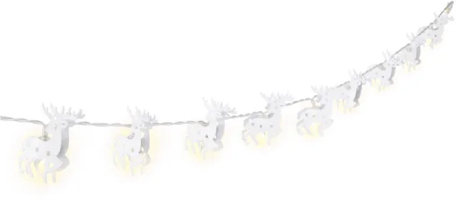 goobay LED-lichtketting Rendier met 10 lampjes, warm wit (3000 K), timer 6 uur aan en 18 uur uit, 130 cm, op 2 AA-batterijen
