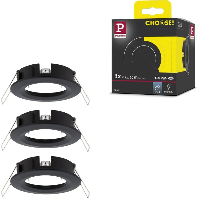 Paulmann Inbouwlamp Choose Basisset star IP44 rond 78 mm max. 3x10W 230V dimbaar Zwart mat