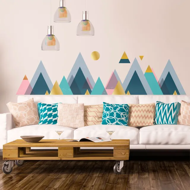 Ambiance Sticker Muurstickers - Decoratie voor slaapkamer/woonkamer - Gigantische muursticker van de Scandinavische bergen TONGA - 70x105cm Multi color