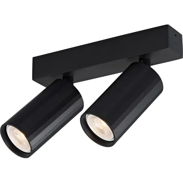 Fantasia Oryx 2-lichts spotbalk in zwart aluminium, MR11-fitting, dimbaar, verstelbare spots, IP20, lichtbron niet inbegrepen