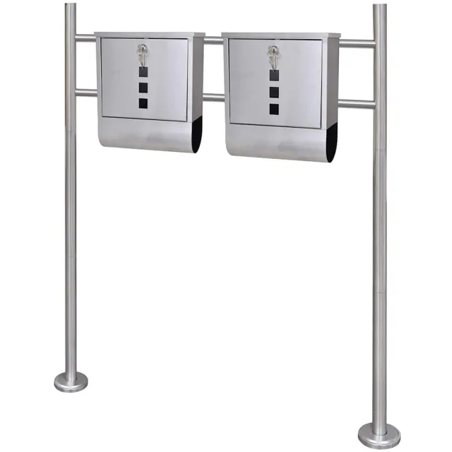vidaXL Dubbele brievenbus op RVS standaard Zilver
