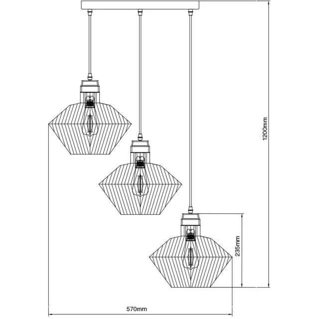 Fantasia Shary hanglamp rond, staal in zwart/koper, 570 mm breed, 3x E27-fitting (excl. lichtbron), IP20