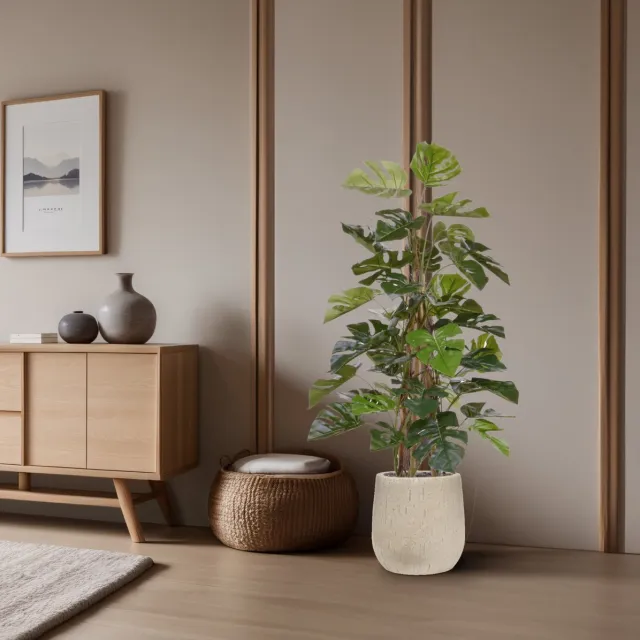maxifleur Kunstplanten Monstera kunstplant Deluxe klimplant 120cm Groen