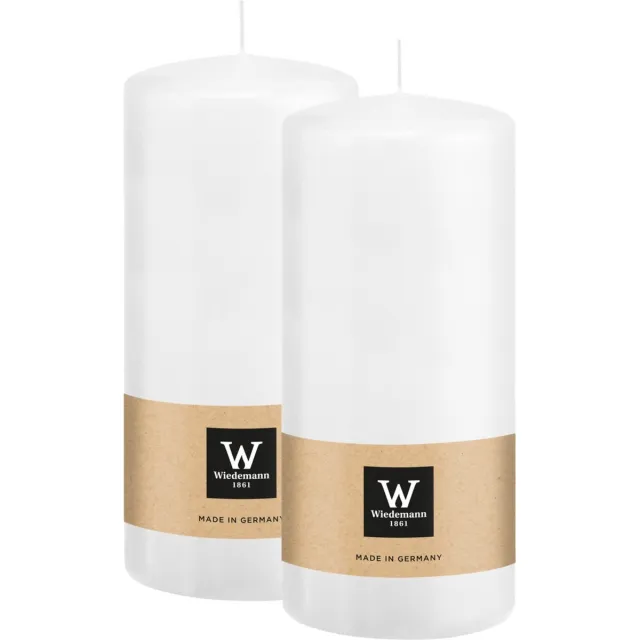 Wiedemann Cilinderkaars/stompkaars - 2x - wit - 15 x 7 cm - 63 branduren - zuilkaarsen