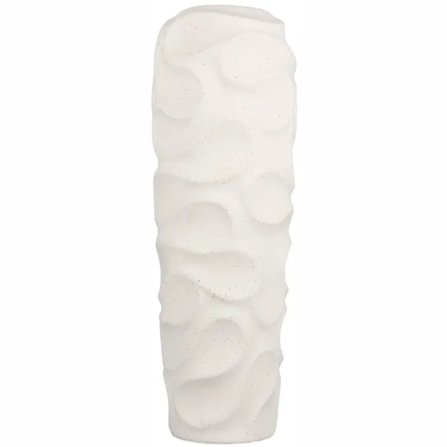 Fameilleur vaas 15xH44cm vanilla silk Rivu - stenen decoratieve bloemenvaas, voor bloemen, takken en droogbloemen, woondecoratie voor modern interieur, mooi als cadeau vanilla beige