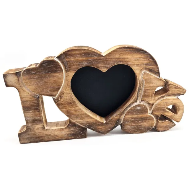 Woodart Houten Fotolijstje “Love” – Natural – 20x36 cm – Fotohouder – Woondecoratie – Cadeau Romantisch naturel