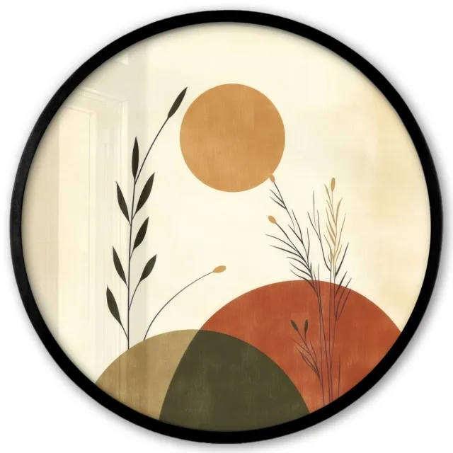 FrameYourWall Poster in lijst Rond - Fotolijst 40x40 cm - Posters - Planten - Abstract - Vormen - Ronde posterlijst zwart - Decoratie - Wanddecoratie woonkamer - Muurdecoratie slaapkamer Planten - Vormen - Abstract