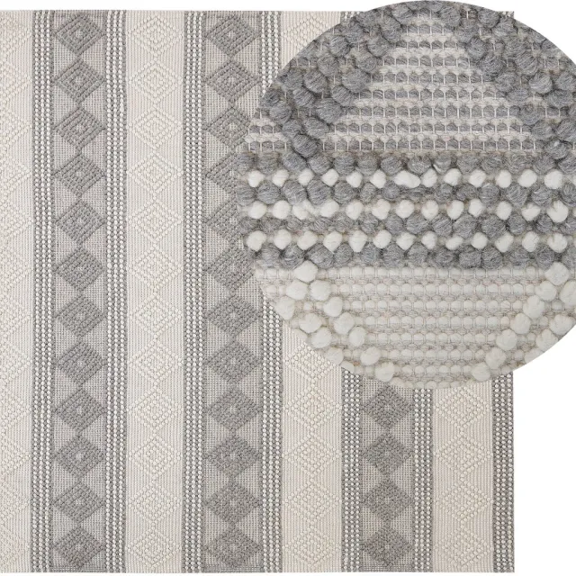 Beliani BOZOVA - Laagpolig vloerkleed - Lichtbeige - 200 x 200 cm - Wol Grijs