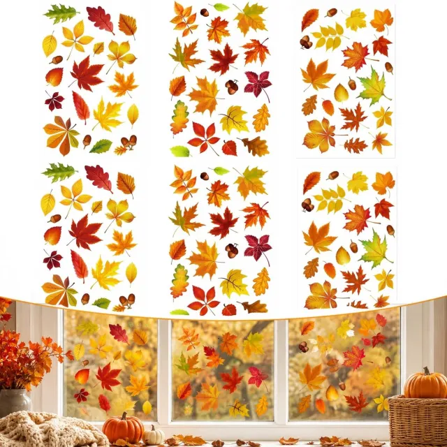 PZCC Halloween Raamstickers - Raamfolie - Raamstickers bloemen - Statisch - Decoratieve Raamfolie - Inkijk werend - Privacyfolie - Voor glasstickers, woonkamer, slaapkamer, raamstickers，muurstickers voor thuisdecoratie - 20x30cm - 9stuks Geel