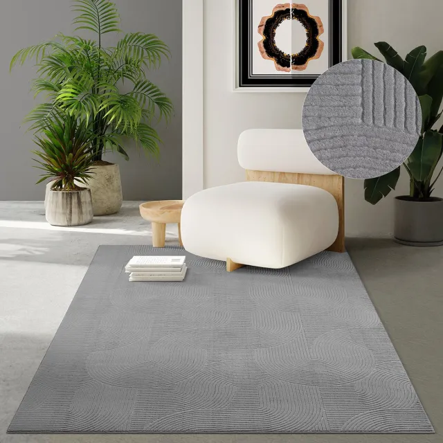 the carpet Rio – Modern & onderhoudsvriendelijk laagpolig vloerkleed met 3D-reliëf, zachte touch & antislip rug – geschikt voor woonkamer, slaapkamer of hal – grijs, 120 x 160 cm