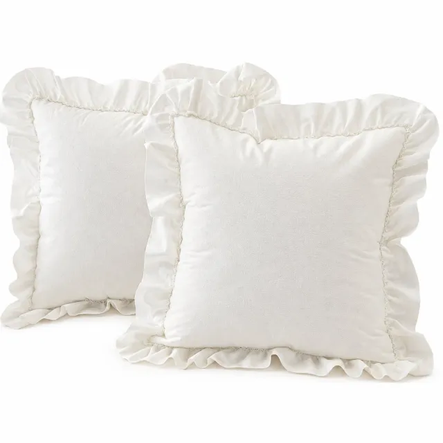 SWGOTA Witte sierkussenhoes met ruches - 45 x 45 cm - Vierkant - Polyester - Zonder binnenkussen