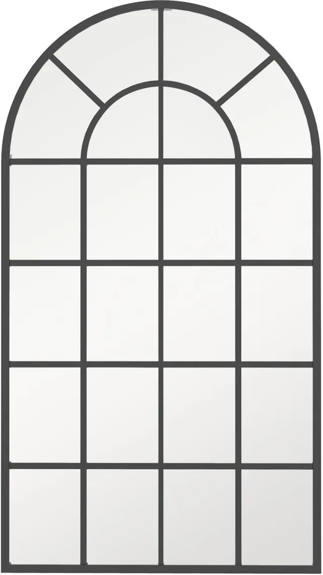 Homona Wandspiegel - Boogvormig vensterdesign - Aluminium frame - 65 x 2,5 x 110 cm - Zwart