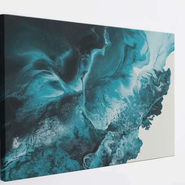 Saammp Canvas Schilderij - Blauwe golfen - Abstract - 60x40 - Foto op canvas - Wanddecoratie - Muurdecoratie Woonkamer - Slaapkamer decoratie - Canvas Print Multicolor