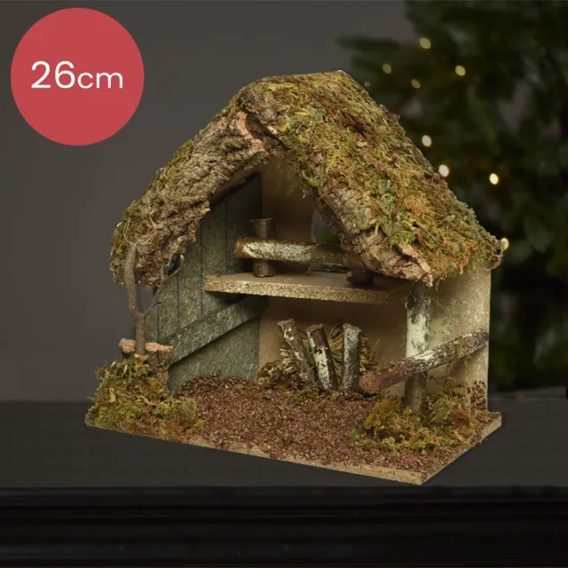 Decoris Kerststal naturel l30b18h26cm groen