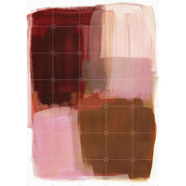 IXXI Soft Collision, Mareike Böhmer - 100 x 140 cm - Grote wanddecoratie en posters - Olieverf, Modern, Minimalisme, Abstract, Kwaststreken, Eetkamer Roze / Bruin