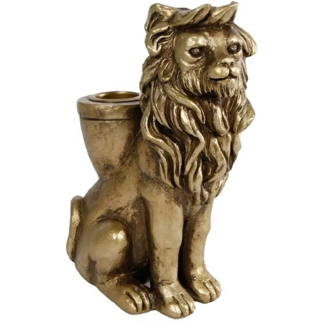 Daan kromhout Kandelaar Leeuw Goud - Polystone - 11 x 6 x 15 cm