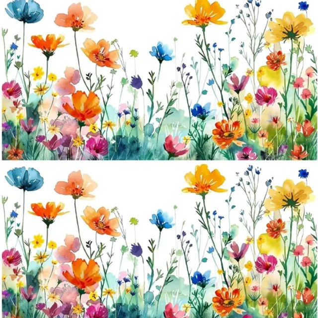 Cyslmuk Kleurrijke bloemenboeket raamsticker, muursticker PVC, bloemen raamstickers, raamsticker met bloemenpatroon, herbruikbare dubbelzijdige raamstickers, raamstickers met bloementuinmotief voor huis- en kantoordecoratie (2 stuks)|Cyslmuk® bloemen 2 stuks