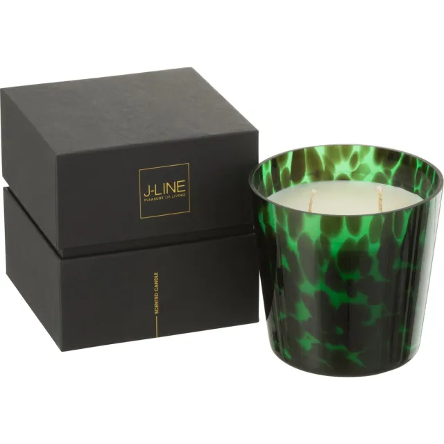 J-Line geurkaars Noa - Sandalwood - glas - groen - small - 50U