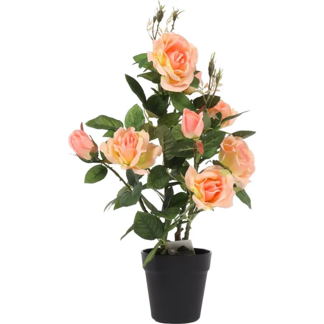 Kunstpalm Kunstrozen struik | 60cm. - kunst rozenplant - namaak plant voor binnen - kunstrozenstruik Lichtroze
