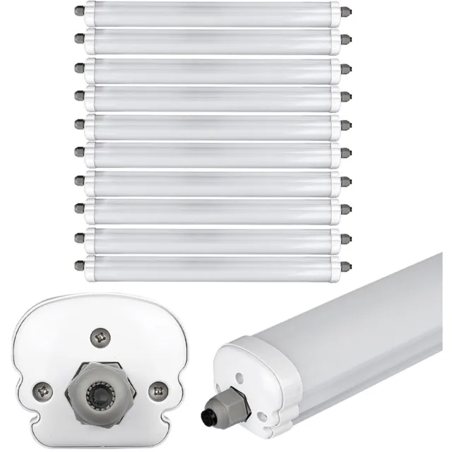 V-TAC LED buis 120 cm LED diffusor verlichting 36 watt LED vochtbestendig licht garage werkplaats koel wit, 4320lm 6400K, set van 10 Grijs