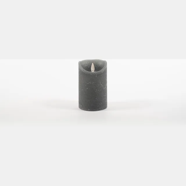 Anna's Collection Rustic Wax Candle Moving Flame 7,5 x 12,5 cm Grey 3 x Aa Anna's Col... grijs