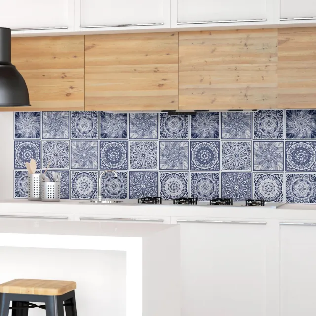 Ambiance Sticker Zelfklevende tegelmuurstickers voor keuken en badkamer - 9 etnische Metztli tegelstickers - 9 stickers van 15x15 cm Multi color