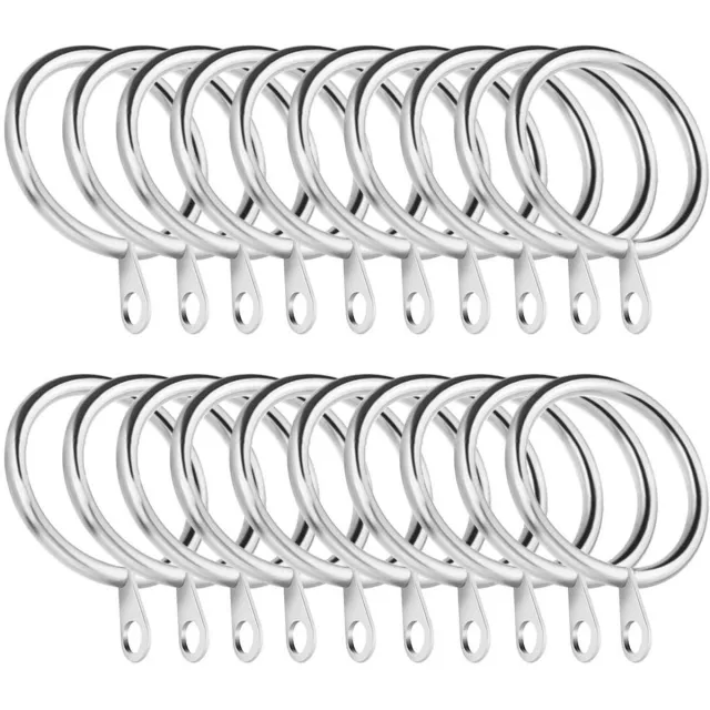 Famanu Set van 20 metalen gordijnringen met 45 mm binnendiameter, decoratieve ringen voor gordijnroede, zilver