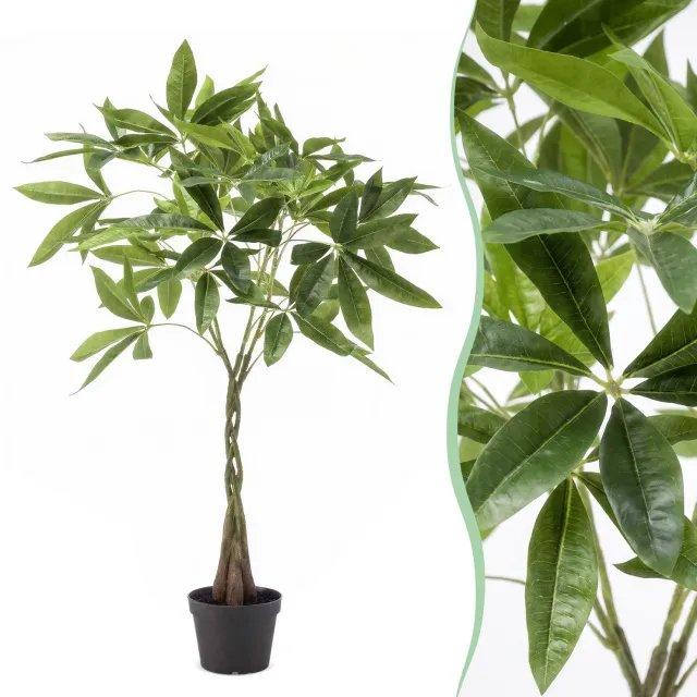 Green Boutiq kunstplant - Pachira aquatica - Geldboom - 90cm Bruin