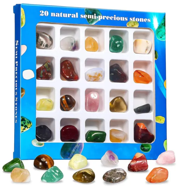 Winkrs Edelstenen collectie - 20 stenen in doosje - Geschenkset met Kristallen en Edelstenen 20 Edelstenen in doosje