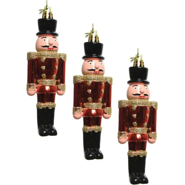 Decoris 3x Kerstboomhangers notenkrakers poppetjes/soldaten 9 cm kerstversiering - Kerstversiering/boomversiering