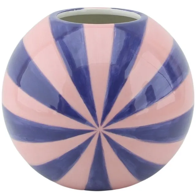Housevitamin Vaas - Bloemenvaas Swirl- Dolomiet - Roze/Violet - 15x15x13,5cm