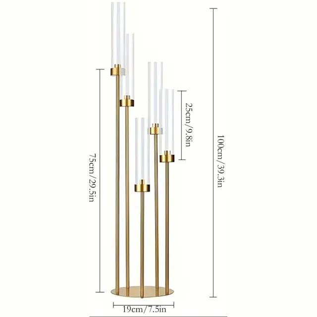 JOYNEXTBUY Gouden Kandelaar 5 Armen - 108cm - Luxe Kaarsenhouder - Bruiloften, Evenementen, Tafeldecoratie en Romantische Diners