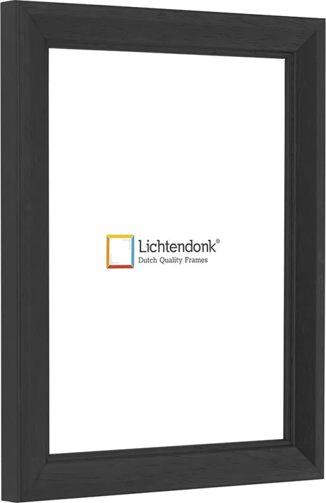 Lichtendonk Fotolijst - Landelijke Stijl - Zwart met zichtbare houtnerf - Fotomaat 13x18 - Helder glas - Art.nr. 1055001213182