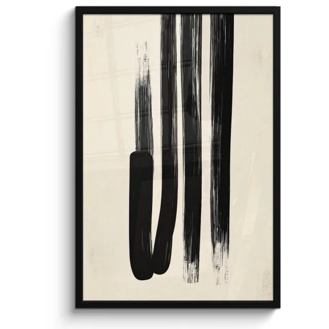 FrameYourWall Poster in lijst - Fotolijst 60x90 cm - Posters - Penseelstreken - Verticaal - Zwart - Posterlijst zwart - Decoratie - Wanddecoratie woonkamer - Muurdecoratie slaapkamer
