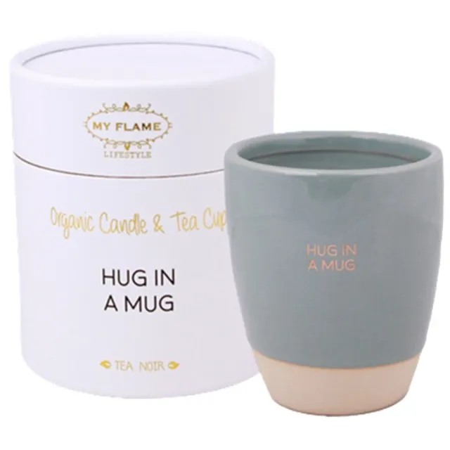 My Flame Lifestyle MY FLAME - Sojakaars in theekop - HUG IN A MUG - Geur: Tea Noir - Maat: D9 x H10 cm - Branduren: 60u Grijs