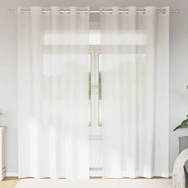 vidaXL Gordijnen voile met doorvoertules 2 st wit