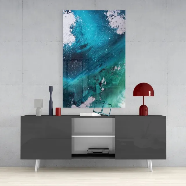 Insigne Art Glasschilderij - Abstract Turkoois - 110x70 cm