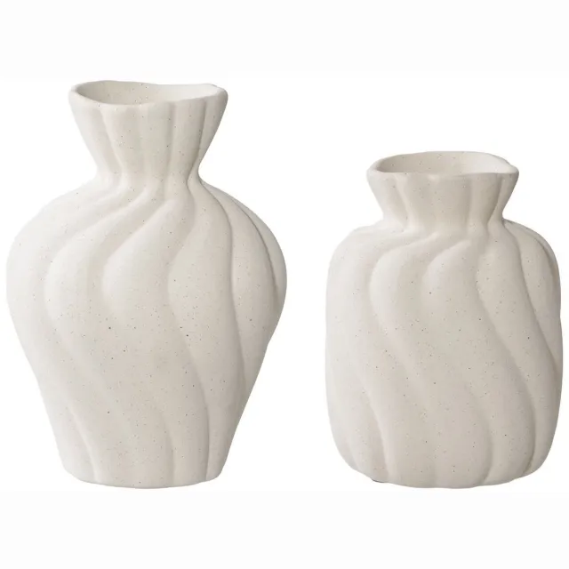 House Nordic Vaas - keramiek - wit - set van 2 | Stijlvol