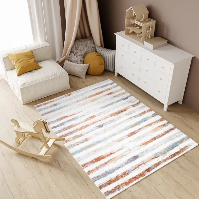 Tapiso Modena Vloerkleed Hoogpolig Modern Shaggy Fluffy Tapijt Wit Kleurrijk 2