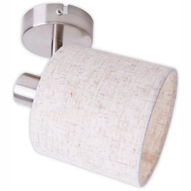 Näve Leuchten Plafondlamp Wandlamp "Maron" 17cm lengte 1 spots E14 Chroom Textiel Grijs