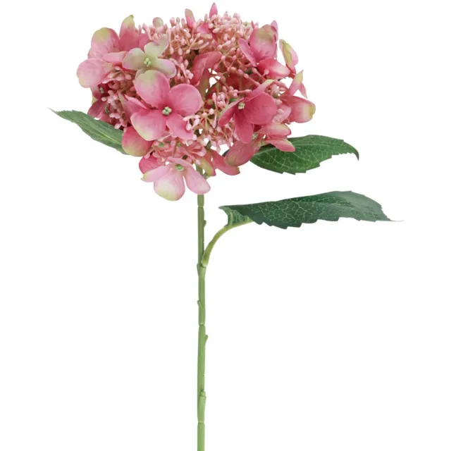 Viana Hortensia kunstmatige roze en groene tuinbloem met knoppen 52cm Veelkleurig