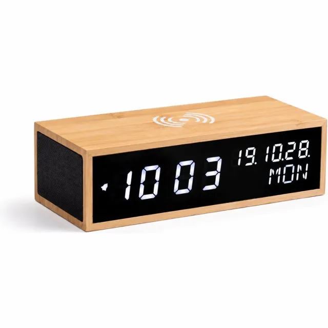 Nexeli NX-CC-15 Digitale Wekker met Draadloos Opladen en Bluetooth Speaker – Digitale Klok – 3 Alarmen – Kalender – Temperatuurweergave