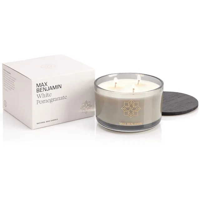 Max Benjamin Geurkaars met 3 lonten - White Pomegranate - 70 branduren Wit