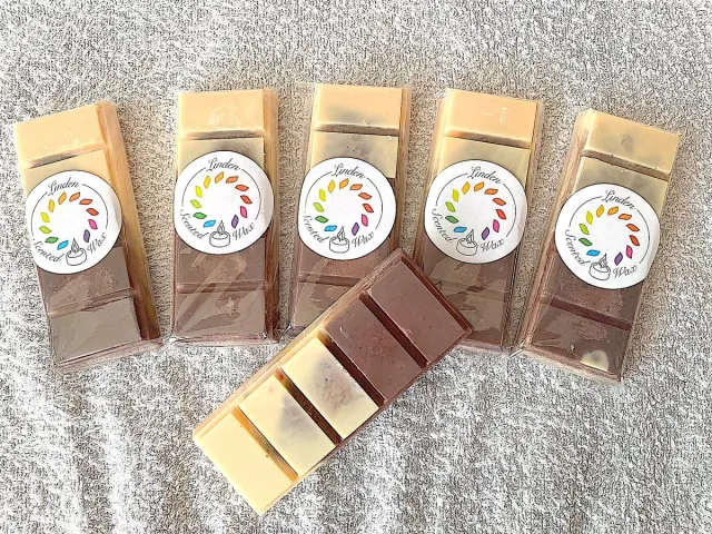 Linden Waxmelts COCONUT ISLAND (Kokosnoot) waxmelt geur - Linden - handgemaakt - 100% sojawax - aromatic - voor geurbrander - huisparfum bruin / wit