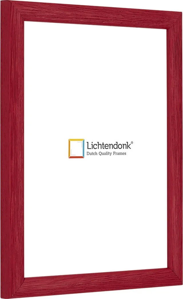 Lichtendonk Fotolijst - Fotokader - Rood - Halfrond met zichtbare houtnerf - Fotomaat 20x25 - Ontspiegeld glas - Art.nr. 1055006420251