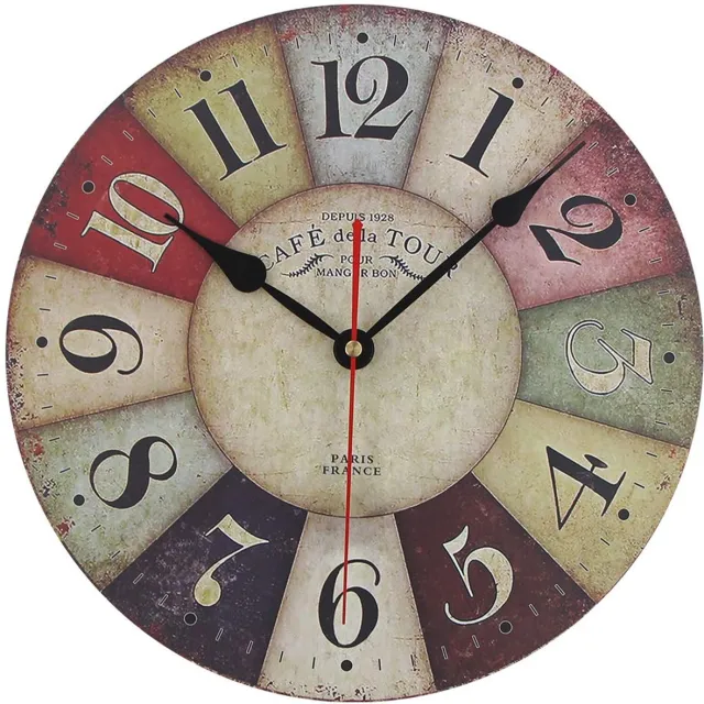 Timelike® Vintage wandklok van MDF met geruisloos uurwerk - wandklok keukenklok design Centraal Amsterdam ca.s - geen storend getik
