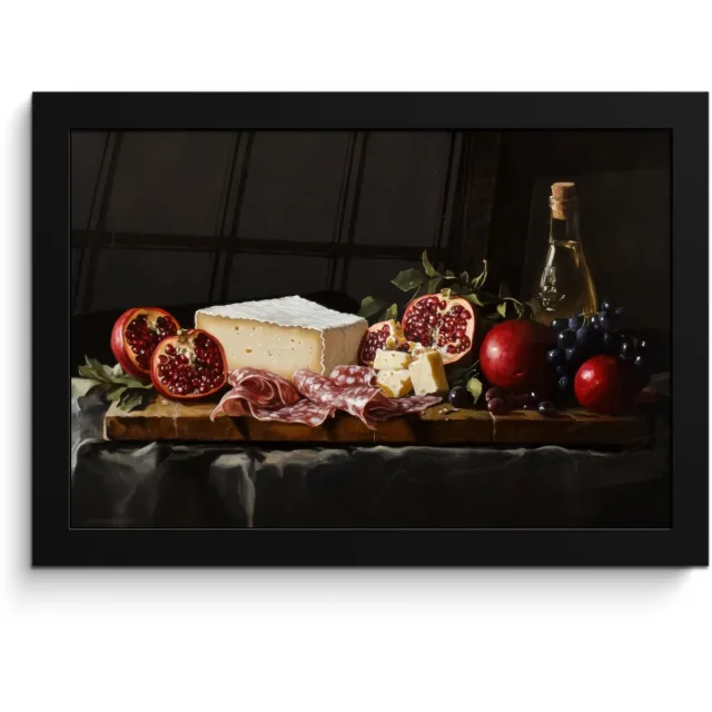 FrameYourWall Poster in lijst - Fotolijst 30x20 cm - Posters - Stilleven - Vintage - Borrelplank - Posterlijst zwart - Decoratie - Wanddecoratie woonkamer - Muurdecoratie slaapkamer Borrelplank - Stilleven