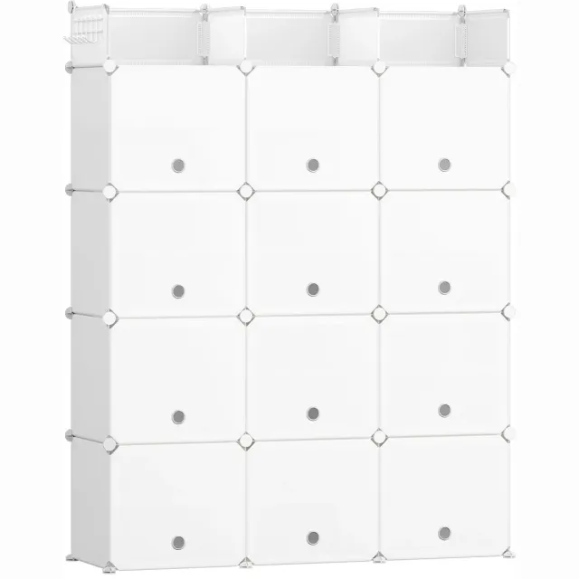 Happiq Schoenenrek - Voor in de gang - Met 12 deuren en haken - Kunststof - Wit White