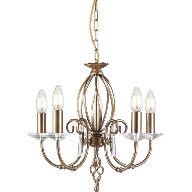 Landelijke Kroonluchter - Steady Lighting - Metaal - Landelijk - E14 - L: 48cm - Voor Binnen - Woonkamer - Eetkamer - Zilver