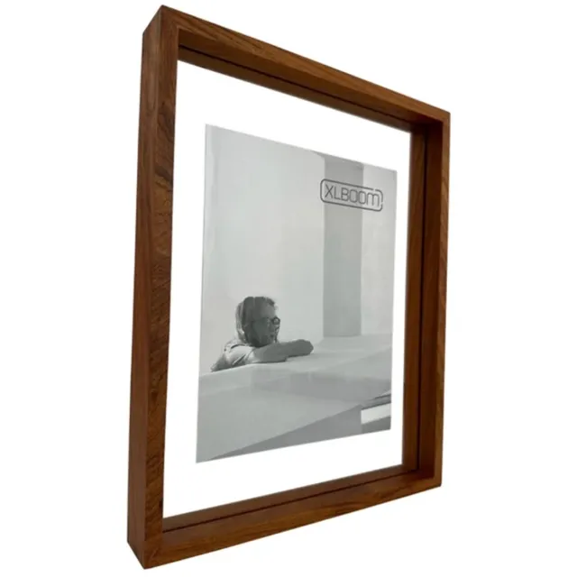 XLBoom Floating Box Fotolijst Cheukwood 26x35,5cm - Zwevend houten frame met glas - Verkrijgbaar in wit, donkerbruin en zwart - Tijdloze design fotolijst voor modern wonen